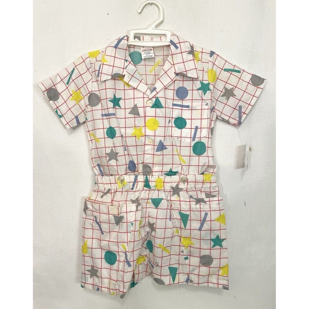 NWT Cuties by Judy Size 3 Vintage Button Shirt Shorts Outfit Set Jumper Retro